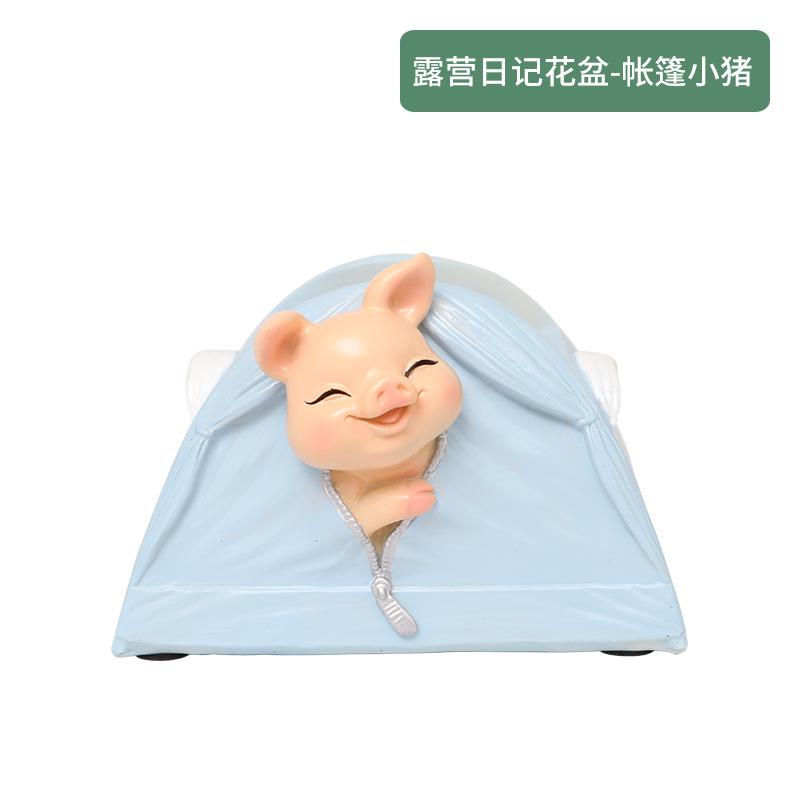 Chậu cây mọng nước hình động vật resin, chậu mini để bàn, kết hợp ống đựng bút và đồ trang trí (RG-266)