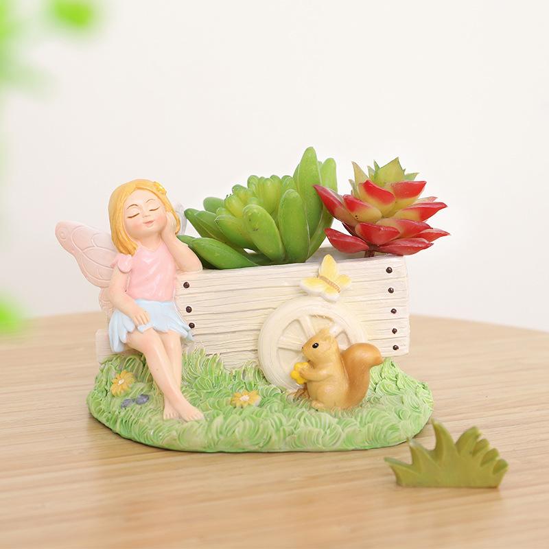 Chậu cây mọng nước nàng tiên hoa phong cách Mỹ, tiểu cảnh công viên, chậu mini để bàn (RG-267)