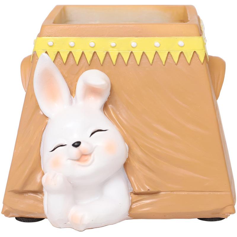 Chậu cây mọng nước hình động vật resin, chậu mini để bàn, kết hợp ống đựng bút và đồ trang trí (RG-266)