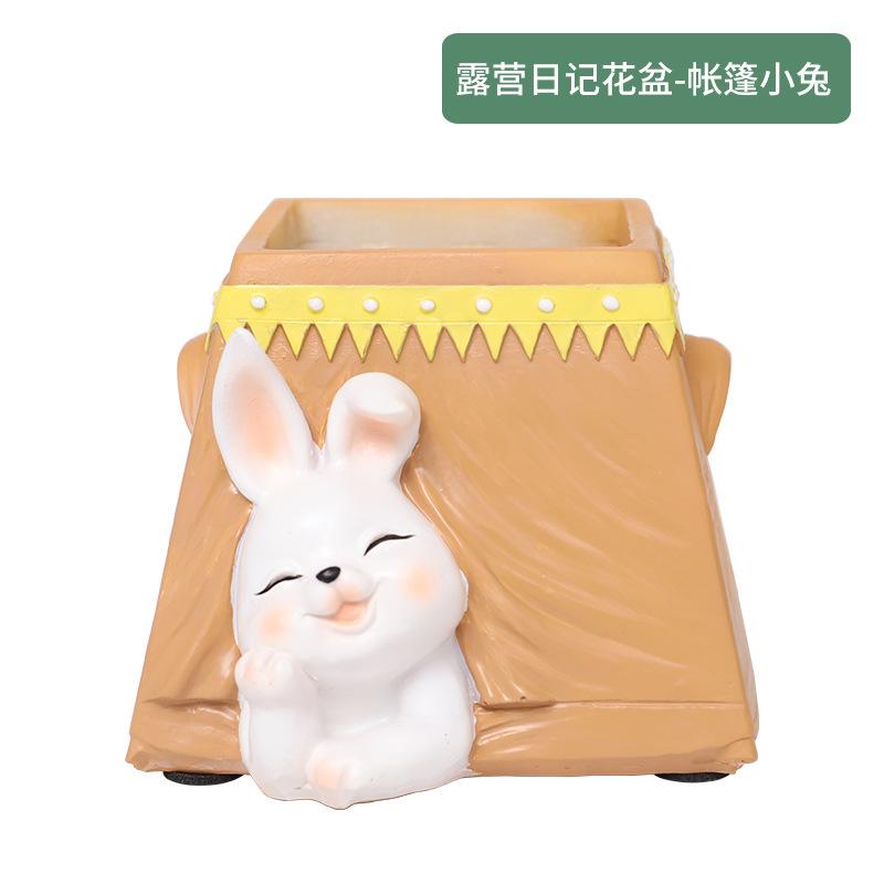 Chậu cây mọng nước hình động vật resin, chậu mini để bàn, kết hợp ống đựng bút và đồ trang trí (RG-266)