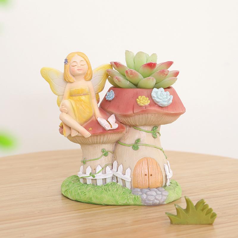 Chậu cây mọng nước nàng tiên hoa phong cách Mỹ, tiểu cảnh công viên, chậu mini để bàn (RG-267)