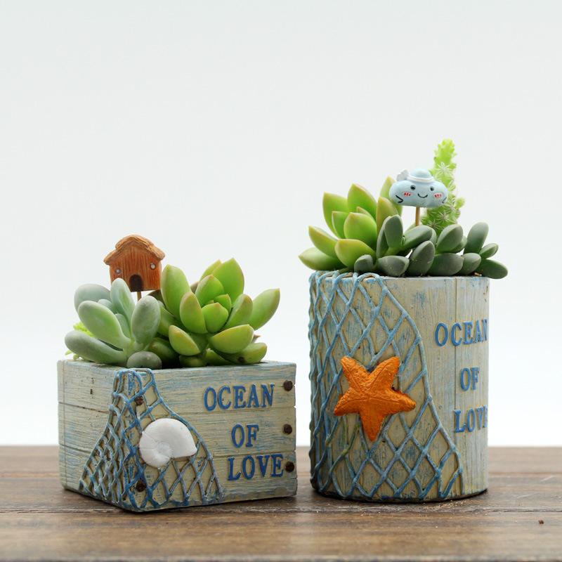 Chậu cây mọng nước hình ngôi nhà vintage resin, chậu mini DIY, trang trí tiểu cảnh (RG-128)