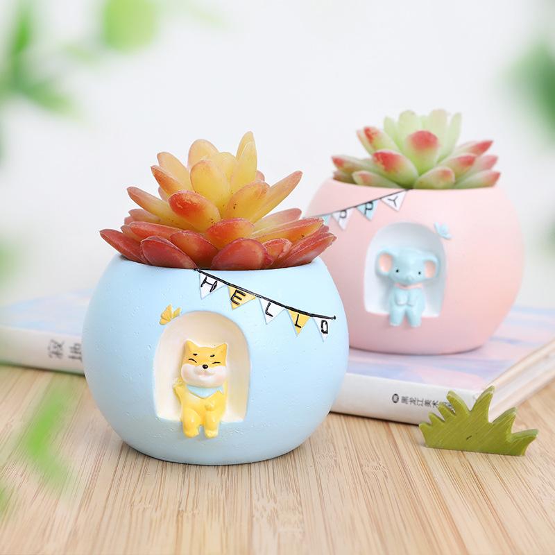 Chậu cây mọng nước resin chủ đề ngắm sao, tiểu cảnh mini, trang trí bàn và sân vườn (RG-265)