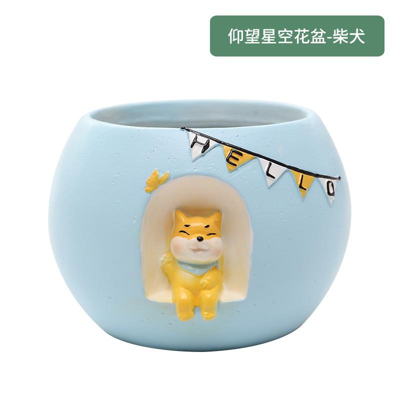 Chậu cây mọng nước resin chủ đề ngắm sao, tiểu cảnh mini, trang trí bàn và sân vườn (RG-265)