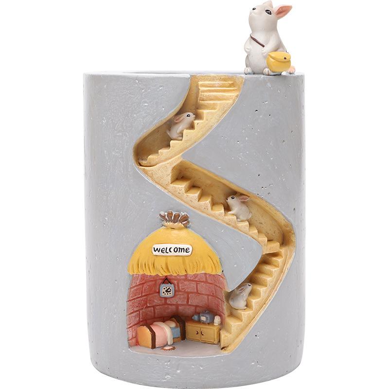 Chậu cây mọng nước hình nhím resin, chậu mini trang trí văn phòng, tiểu cảnh thủy canh (RG-46)