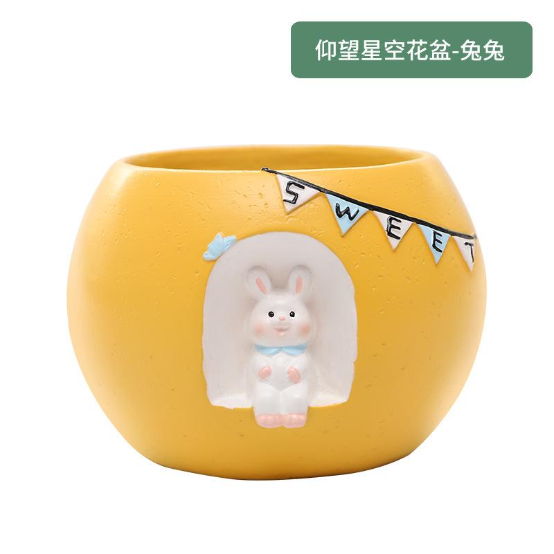 Chậu cây mọng nước resin chủ đề ngắm sao, tiểu cảnh mini, trang trí bàn và sân vườn (RG-265)