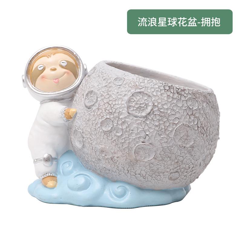 Chậu cây mọng nước hình phi hành gia resin, chậu mini hình hành tinh, trang trí bàn và sân vườn (RG-123)