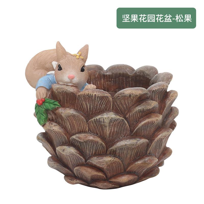 Chậu cây mọng nước hình hạt dẻ resin, chậu mini trang trí nhà, bàn làm việc (RG-20)