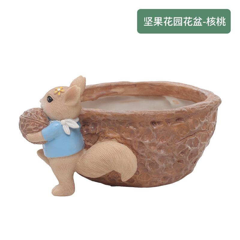 Chậu cây mọng nước hình hạt dẻ resin, chậu mini trang trí nhà, bàn làm việc (RG-20)