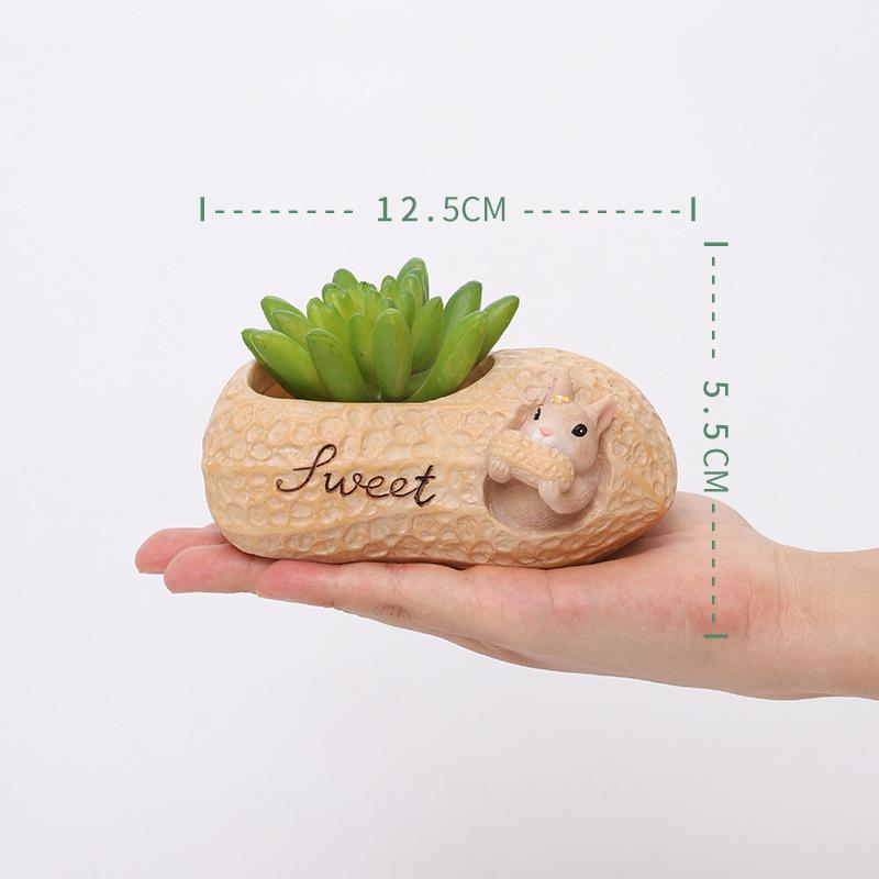 Chậu cây mọng nước hình hạt dẻ resin, chậu mini trang trí nhà, bàn làm việc (RG-20)