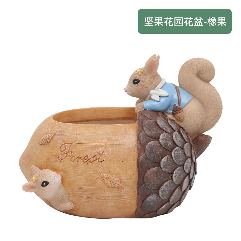 Chậu cây mọng nước hình hạt dẻ resin, chậu mini trang trí nhà, bàn làm việc (RG-20)