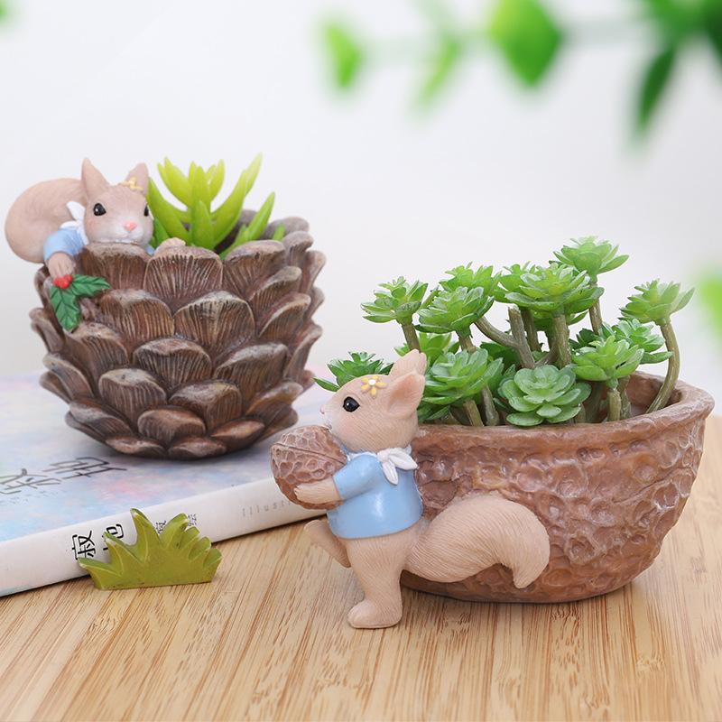 Chậu cây mọng nước hình hạt dẻ resin, chậu mini trang trí nhà, bàn làm việc (RG-20)