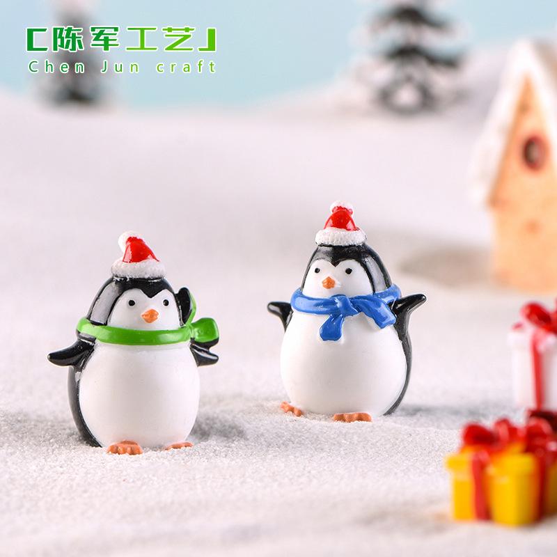 Tiểu cảnh chim cánh cụt Noel, phụ kiện trang trí dễ thương mini (TZC-560)