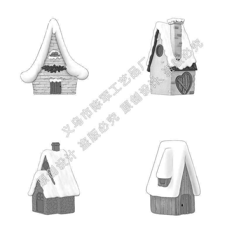 Tiểu cảnh nhà Giáng Sinh, biệt thự tuyết phong cách Âu (TZC-139)