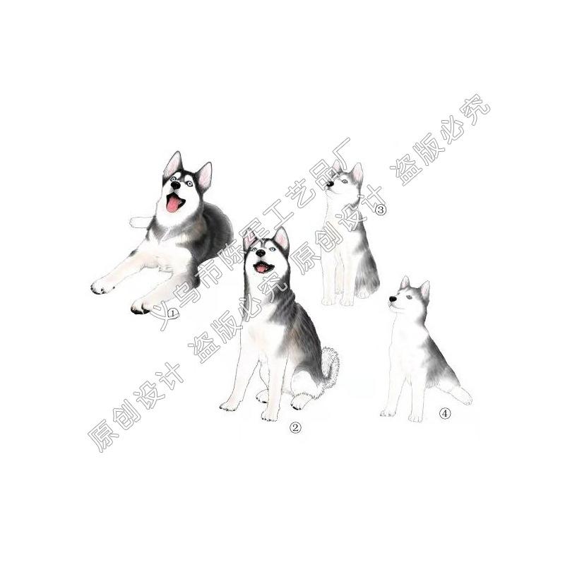 Tiểu cảnh chó Husky mini trang trí chậu cây rêu DIY (TZC-1057)