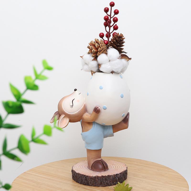 Chậu cây mọng nước hình chú tiểu resin, chậu mini phong cách thiền, trang trí ban công và sân vườn (RG-183)