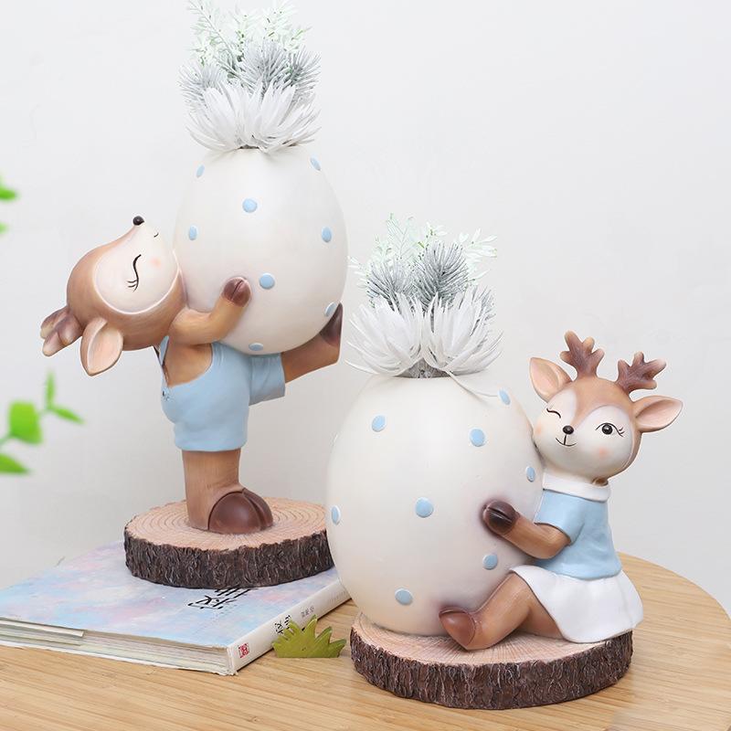 Chậu cây mọng nước hình chú tiểu resin, chậu mini phong cách thiền, trang trí ban công và sân vườn (RG-183)