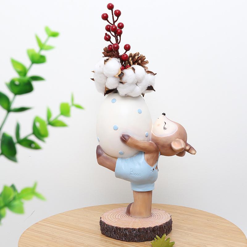 Chậu cây mọng nước hình chú tiểu resin, chậu mini phong cách thiền, trang trí ban công và sân vườn (RG-183)