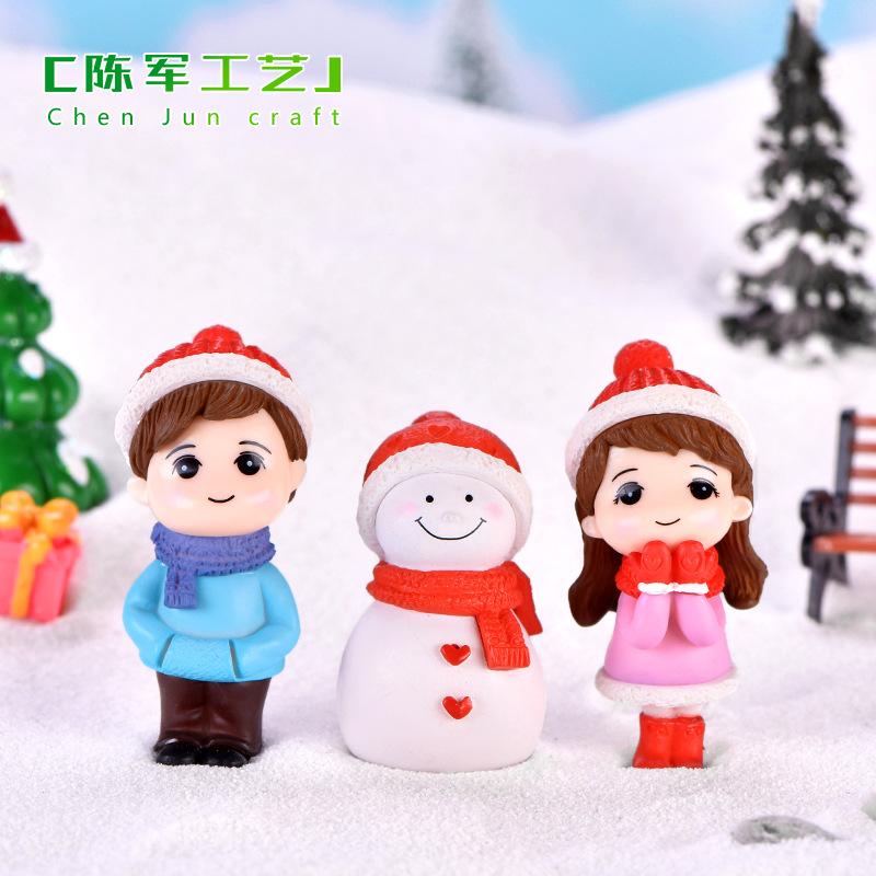 Tiểu cảnh người tuyết đôi, móc khóa Noel dễ thương mini (TZC-245)