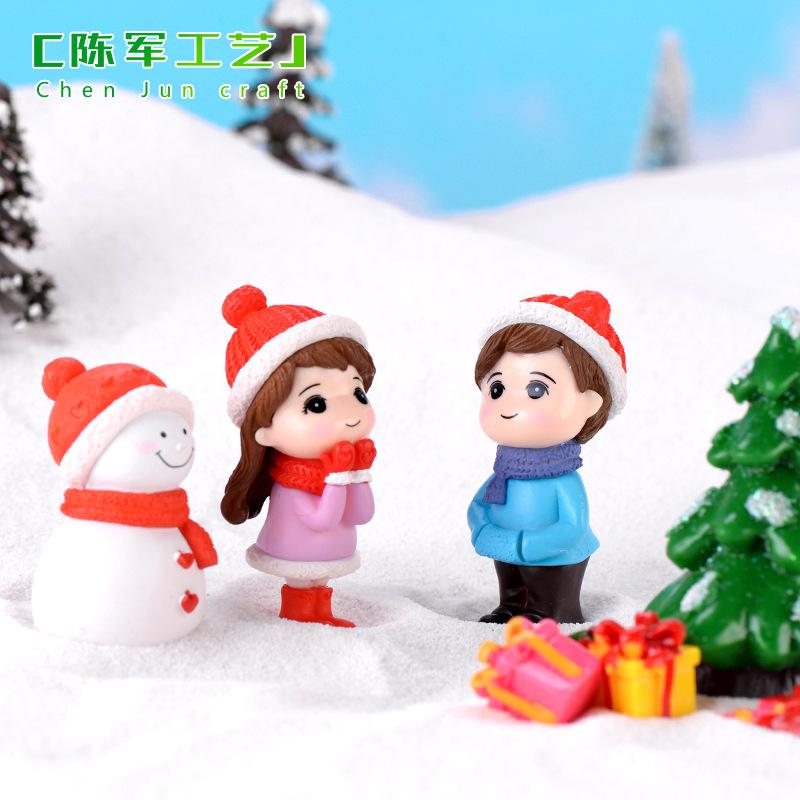 Tiểu cảnh người tuyết đôi, móc khóa Noel dễ thương mini (TZC-245)