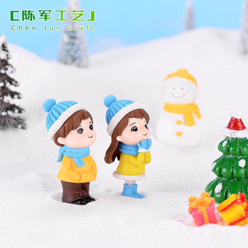 Tiểu cảnh người tuyết đôi, móc khóa Noel dễ thương mini (TZC-245)