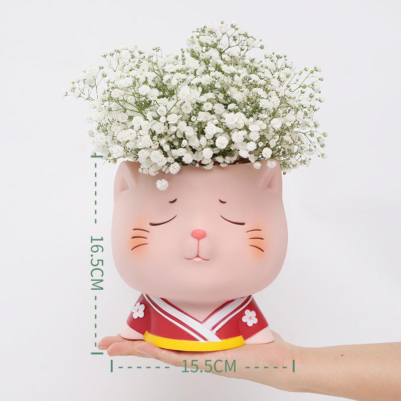 Chậu cây mọng nước hình nai con resin, đồ trang trí bánh kem, xe hơi và bàn làm việc (RG-160)