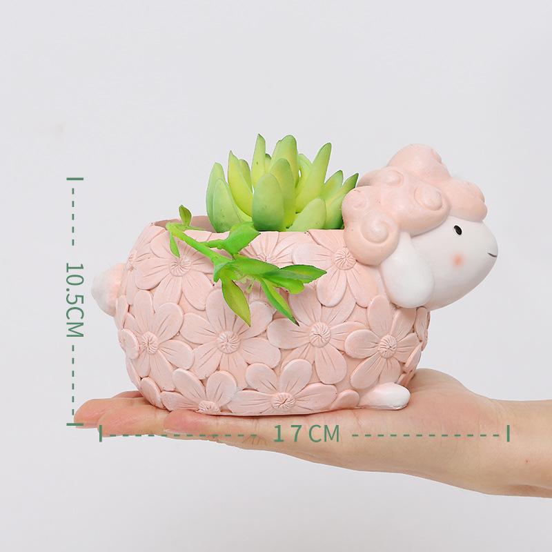 Chậu cây mọng nước hình động vật resin, chậu mini trang trí nhà, văn phòng và tiểu cảnh (RG-263)