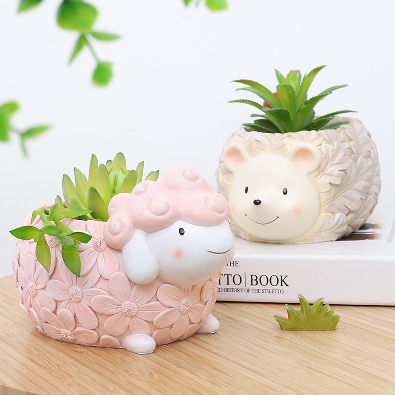 Chậu cây mọng nước hình động vật resin, chậu mini trang trí nhà, văn phòng và tiểu cảnh (RG-263)