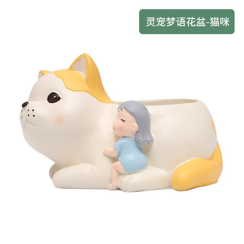 Chậu cây mọng nước resin thủ công DIY, chậu mini hình động vật hoạt hình, trang trí bàn và sân vườn (RG-132)