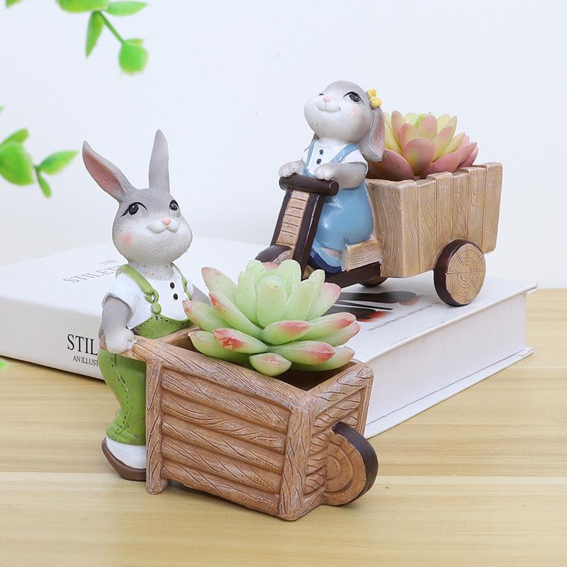Chậu cây mọng nước hình thỏ resin, chậu mini để bàn, trang trí nhà, ban công và sân vườn (RG-67)