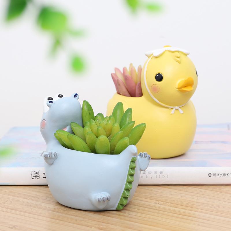 Bình hoa resin hoạt hình, bình cắm hoa giả, đồ trang trí bàn và nội thất hiện đại (RG-182)