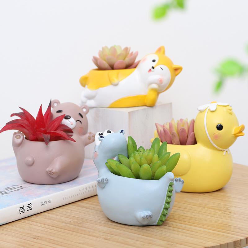Bình hoa resin hoạt hình, bình cắm hoa giả, đồ trang trí bàn và nội thất hiện đại (RG-182)