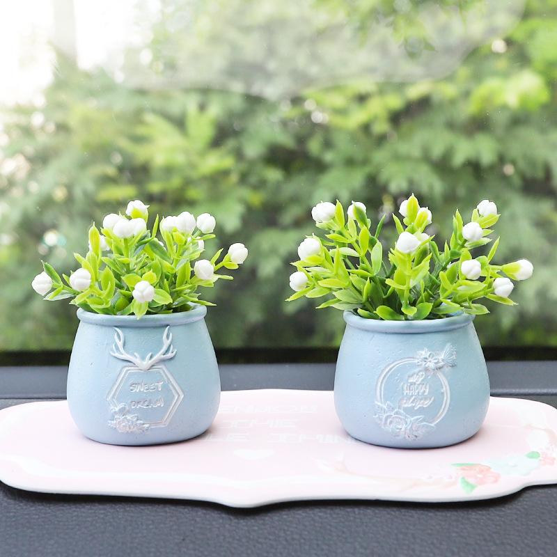 Chậu cây resin phong cách châu Âu, chậu cây giả trang trí ô tô, bàn làm việc và nội thất (RG-262)
