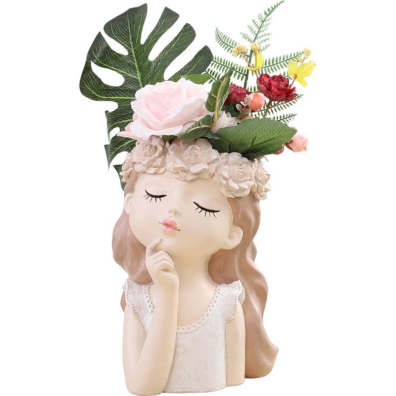 Chậu cây hình cô gái tiên resin cỡ lớn, chậu trang trí phòng khách, bàn làm việc và sân vườn (RG-90)