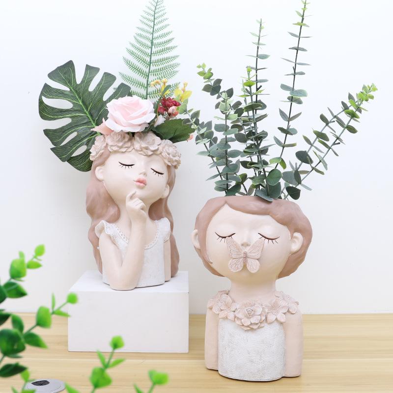 Chậu cây hình cô gái tiên resin cỡ lớn, chậu trang trí phòng khách, bàn làm việc và sân vườn (RG-90)