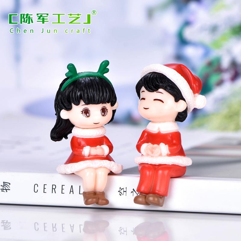 Tiểu cảnh đôi Noel mini trang trí xe và bàn DIY (TZC-719)