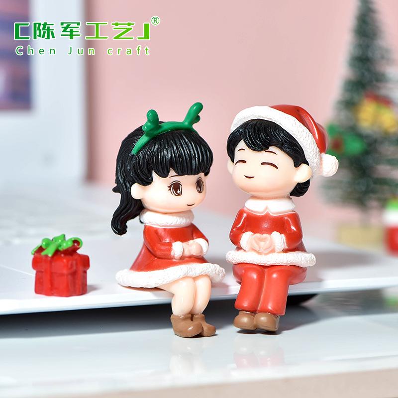 Tiểu cảnh đôi Noel mini trang trí xe và bàn DIY (TZC-719)