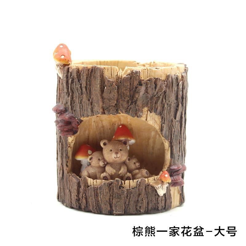 Chậu cây mọng nước hình hốc cây resin phong cách Zakka, chậu mini để bàn, trang trí nhà (RG-74)
