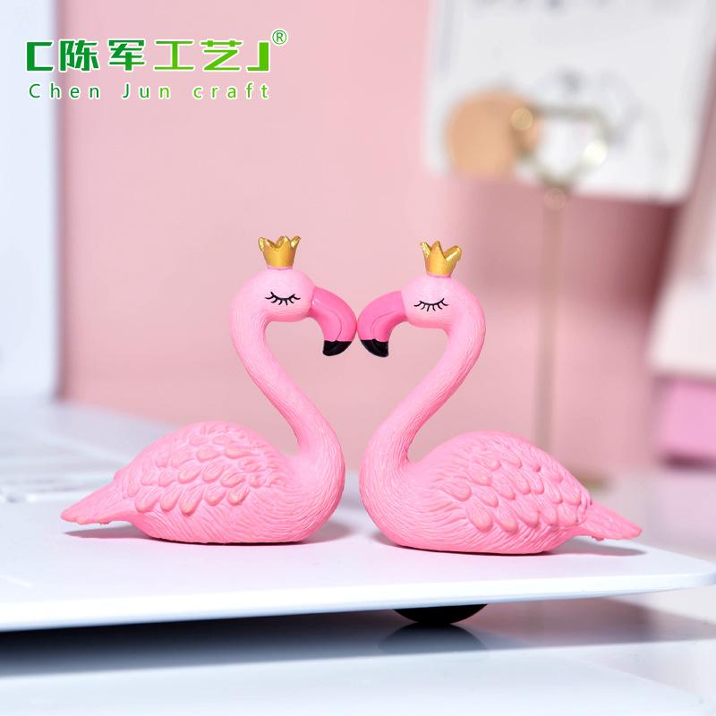 Tiểu cảnh hồng hạc đội vương miện mini trang trí DIY (ZC-1289)