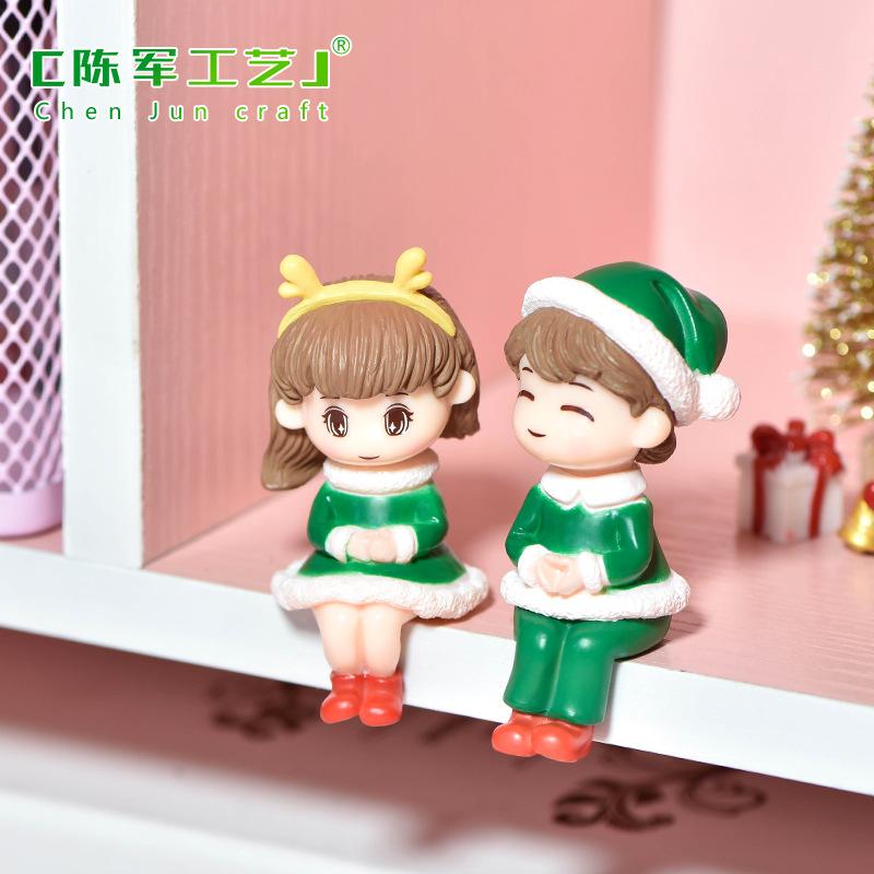 Tiểu cảnh đôi Noel mini trang trí xe và bàn DIY (TZC-719)