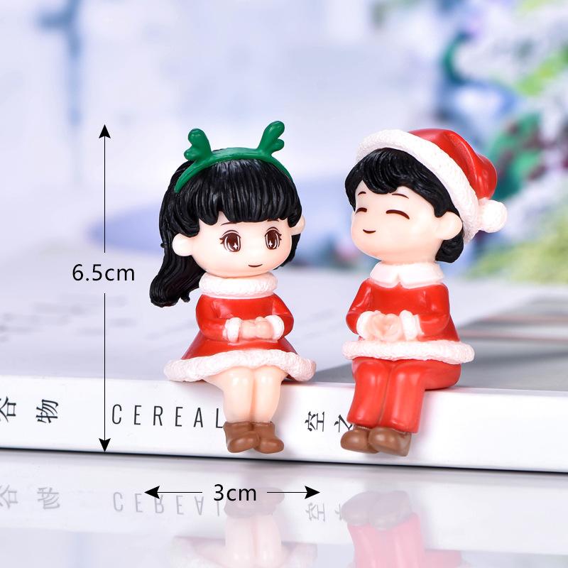 Tiểu cảnh đôi Noel mini trang trí xe và bàn DIY (TZC-719)