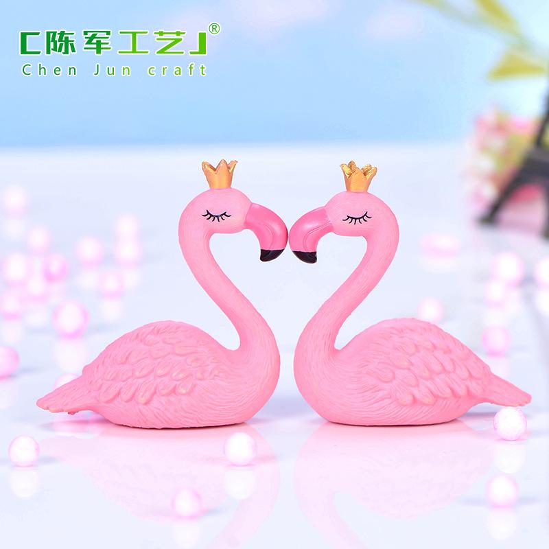 Tiểu cảnh hồng hạc đội vương miện mini trang trí DIY (ZC-1289)