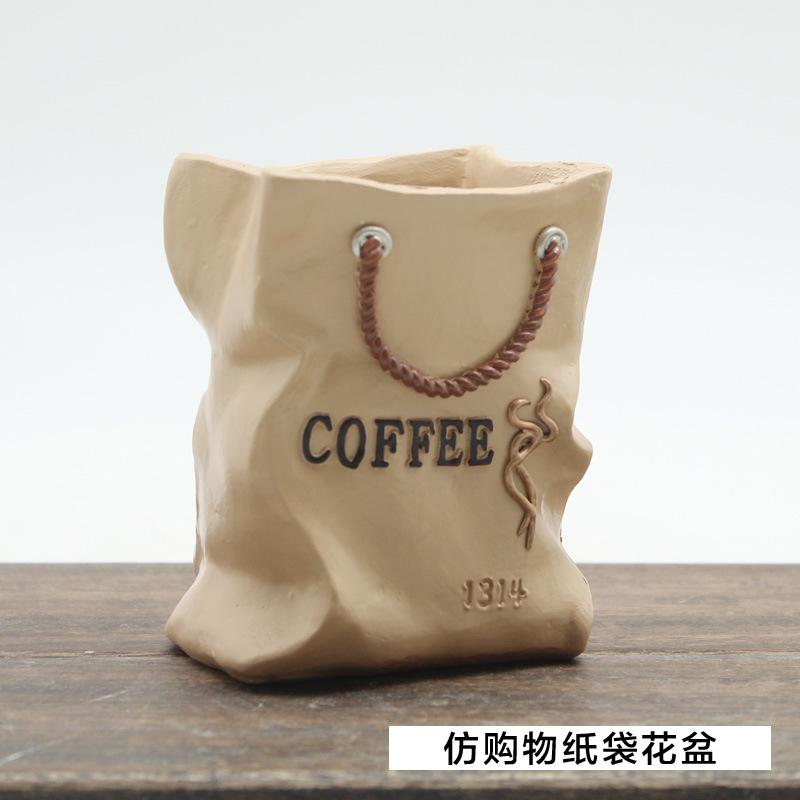 Chậu cây mọng nước hình túi lưới biển resin, chậu mini trang trí văn phòng và tiểu cảnh (RG-125)