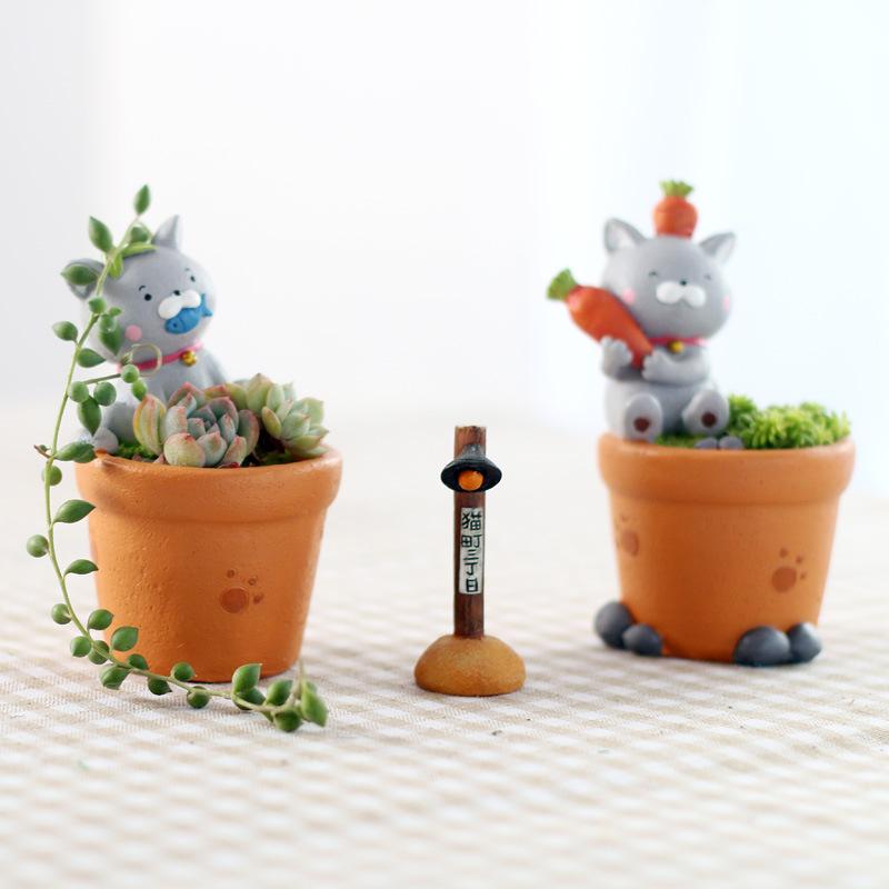 Chậu cây mọng nước hình mèo resin phong cách Zakka, chậu mini để bàn văn phòng (RG-122)