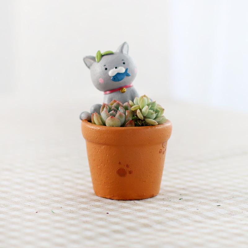 Chậu cây mọng nước hình mèo resin phong cách Zakka, chậu mini để bàn văn phòng (RG-122)