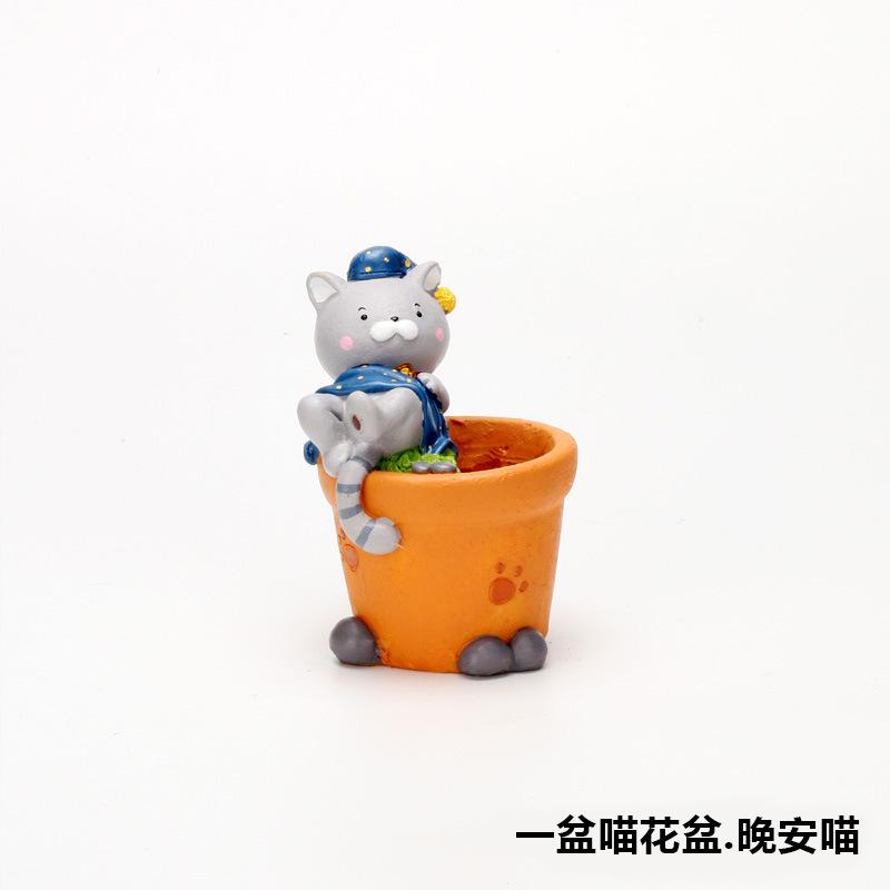 Chậu cây mọng nước hình mèo resin phong cách Zakka, chậu mini để bàn văn phòng (RG-122)