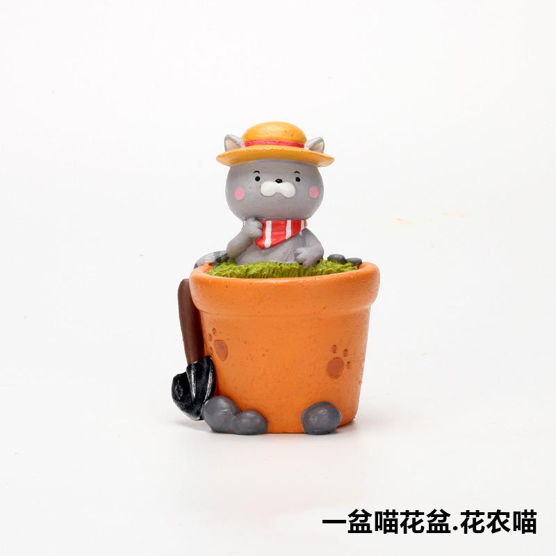 Chậu cây mọng nước hình mèo resin phong cách Zakka, chậu mini để bàn văn phòng (RG-122)