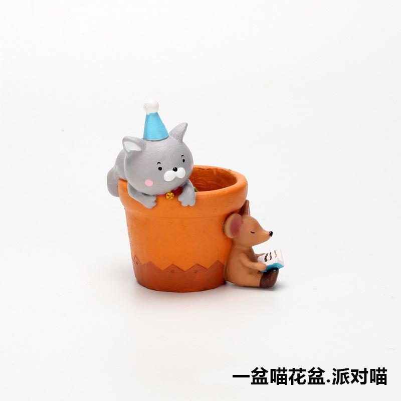 Chậu cây mọng nước hình mèo resin phong cách Zakka, chậu mini để bàn văn phòng (RG-122)