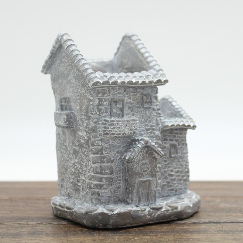 Chậu cây mọng nước hình ngôi nhà vintage resin, chậu mini DIY, trang trí tiểu cảnh (RG-128)