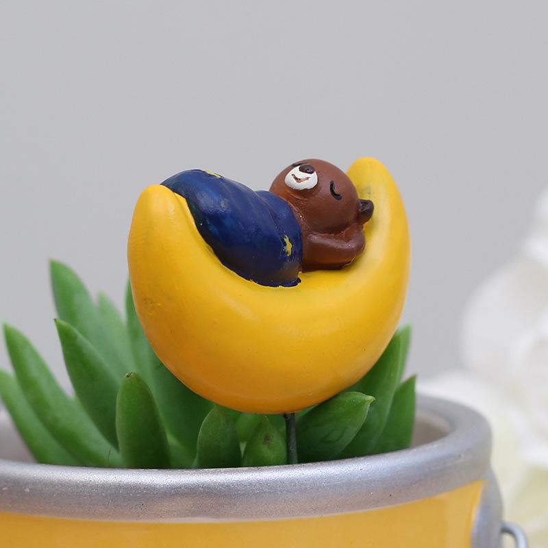 Que cắm hoa hình gấu con resin, bộ phụ kiện tiểu cảnh và chậu cây mọng nước mini (RG-279)